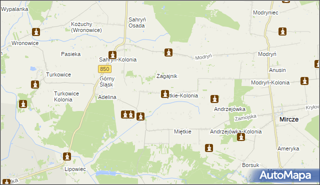 mapa Miętkie-Kolonia, Miętkie-Kolonia na mapie Targeo