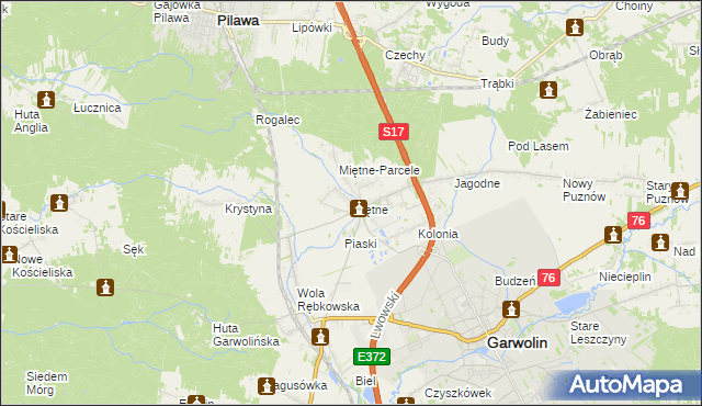 mapa Miętne, Miętne na mapie Targeo