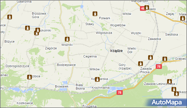 mapa Mikołajewice gmina Irządze, Mikołajewice gmina Irządze na mapie Targeo