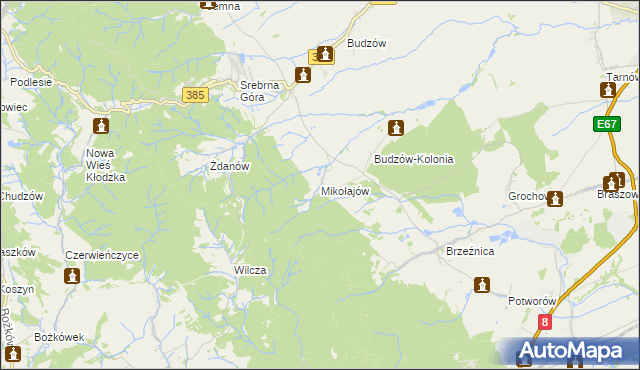 mapa Mikołajów gmina Stoszowice, Mikołajów gmina Stoszowice na mapie Targeo