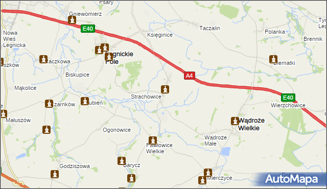 mapa Mikołajowice gmina Legnickie Pole, Mikołajowice gmina Legnickie Pole na mapie Targeo