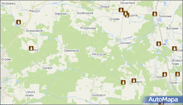 mapa Mikorzyce gmina Wołów, Mikorzyce gmina Wołów na mapie Targeo