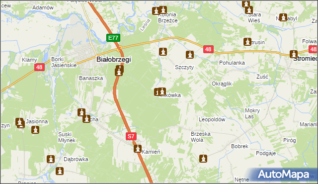 mapa Mikówka gmina Białobrzegi, Mikówka gmina Białobrzegi na mapie Targeo