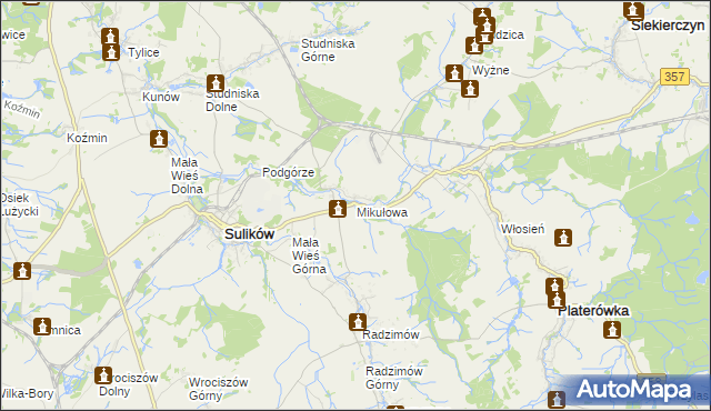 mapa Mikułowa, Mikułowa na mapie Targeo