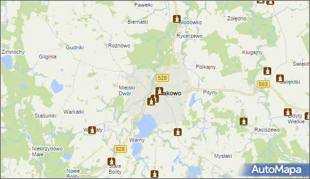 mapa Miłakowo, Miłakowo na mapie Targeo