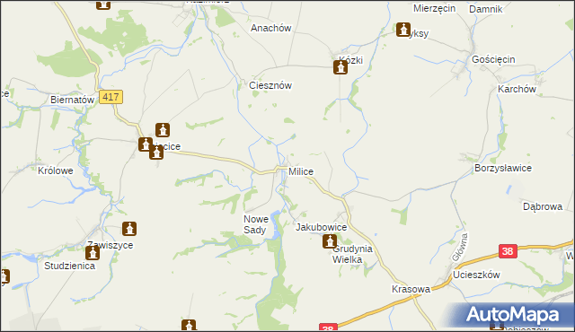 mapa Milice gmina Pawłowiczki, Milice gmina Pawłowiczki na mapie Targeo