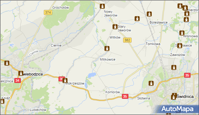 mapa Milikowice, Milikowice na mapie Targeo