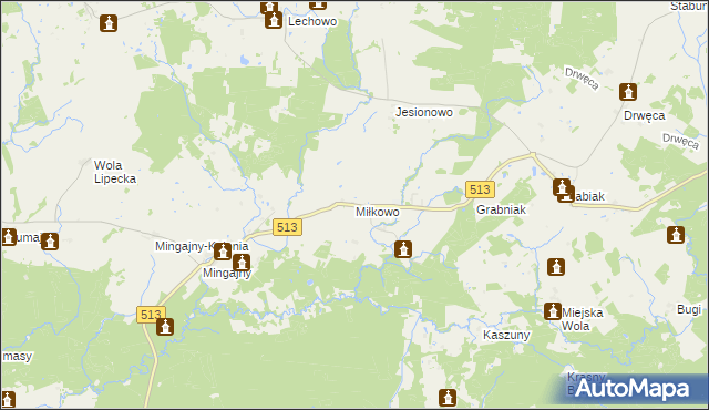 mapa Miłkowo gmina Orneta, Miłkowo gmina Orneta na mapie Targeo