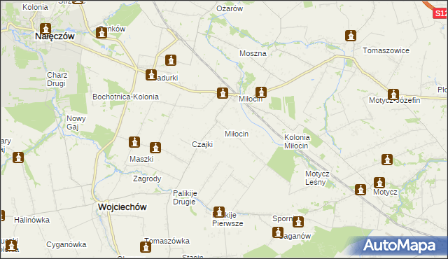 mapa Miłocin gmina Wojciechów, Miłocin gmina Wojciechów na mapie Targeo