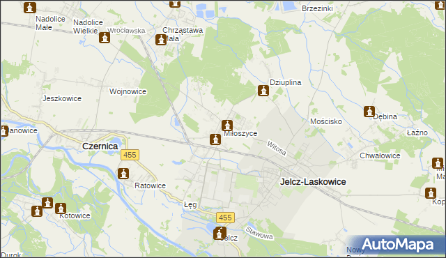 mapa Miłoszyce, Miłoszyce na mapie Targeo