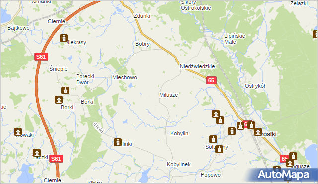 mapa Miłusze, Miłusze na mapie Targeo