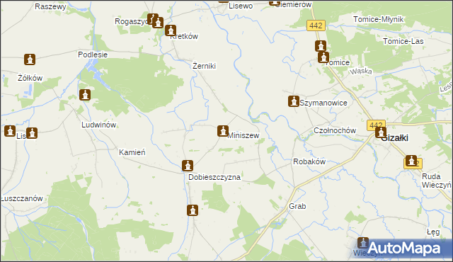 mapa Miniszew, Miniszew na mapie Targeo