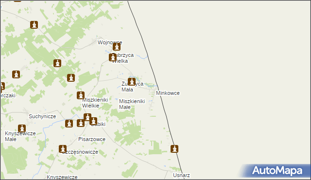 mapa Minkowce, Minkowce na mapie Targeo