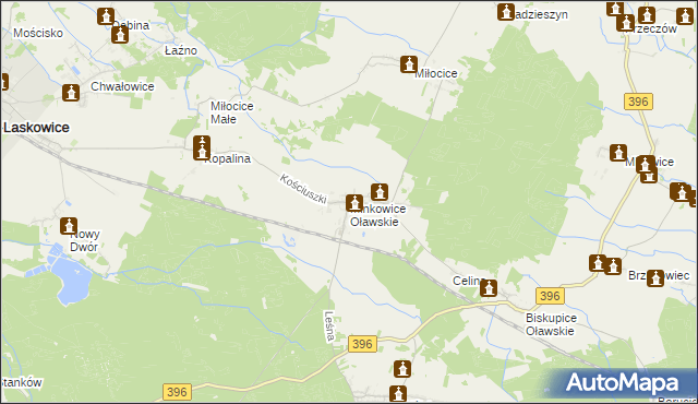 mapa Minkowice Oławskie, Minkowice Oławskie na mapie Targeo