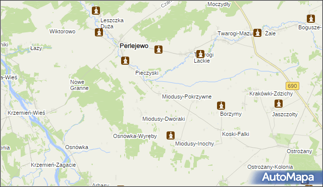 mapa Miodusy-Pokrzywne, Miodusy-Pokrzywne na mapie Targeo