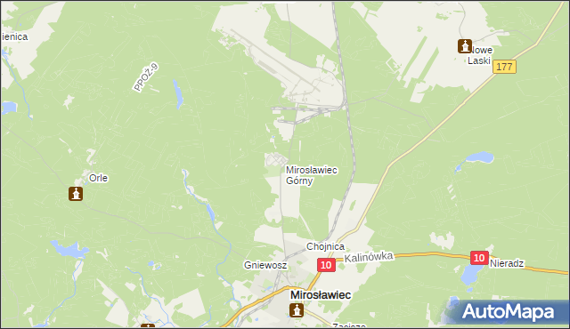 mapa Mirosławiec Górny, Mirosławiec Górny na mapie Targeo