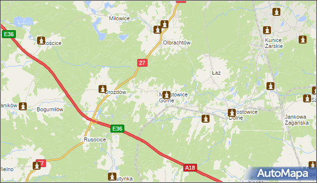 mapa Mirostowice Górne, Mirostowice Górne na mapie Targeo