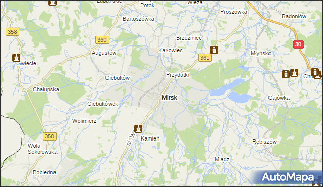 mapa Mirsk, Mirsk na mapie Targeo