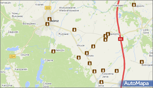 mapa Miryce, Miryce na mapie Targeo