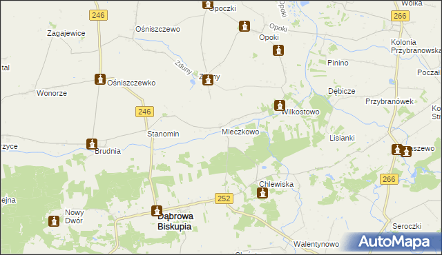 mapa Mleczkowo gmina Dąbrowa Biskupia, Mleczkowo gmina Dąbrowa Biskupia na mapie Targeo