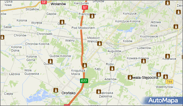 mapa Młodocin Mniejszy, Młodocin Mniejszy na mapie Targeo