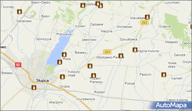 mapa Młodojewo-Parcele, Młodojewo-Parcele na mapie Targeo