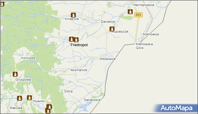 mapa Młodowice, Młodowice na mapie Targeo