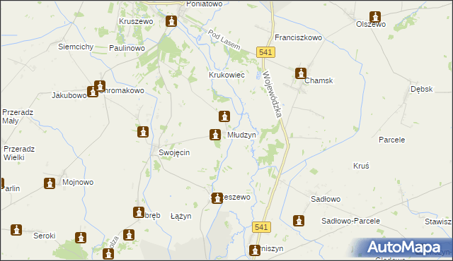 mapa Młudzyn, Młudzyn na mapie Targeo