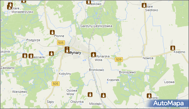 mapa Młynarska Wola, Młynarska Wola na mapie Targeo