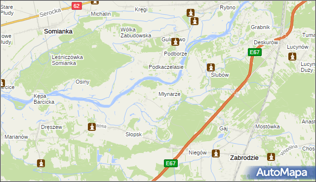 mapa Młynarze gmina Zabrodzie, Młynarze gmina Zabrodzie na mapie Targeo