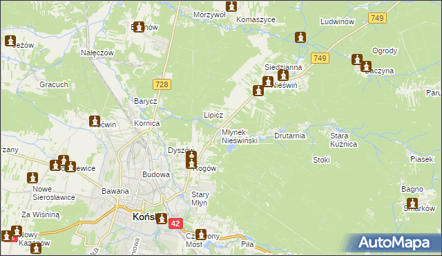 mapa Młynek Nieświński, Młynek Nieświński na mapie Targeo