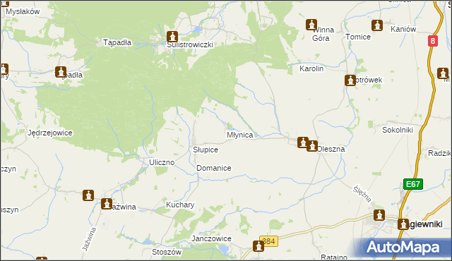 mapa Młynica, Młynica na mapie Targeo