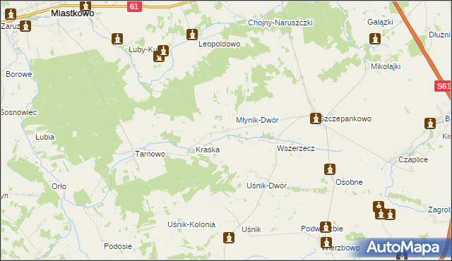 mapa Młynik gmina Śniadowo, Młynik gmina Śniadowo na mapie Targeo