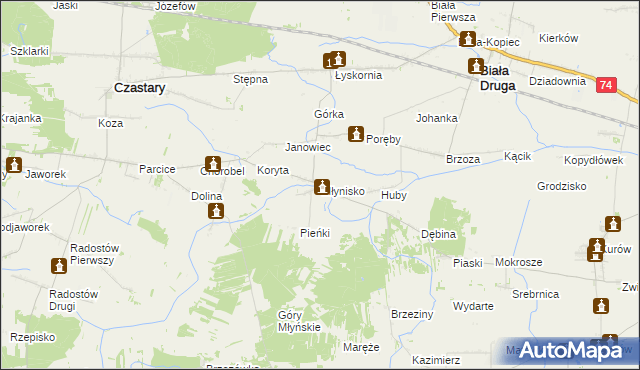 mapa Młynisko gmina Biała, Młynisko gmina Biała na mapie Targeo