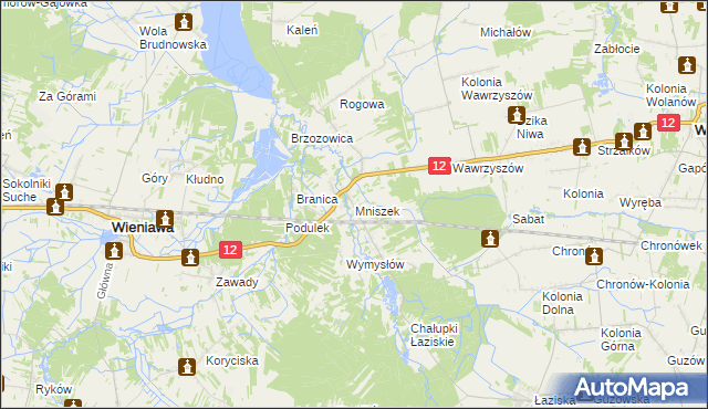 mapa Mniszek gmina Wolanów, Mniszek gmina Wolanów na mapie Targeo