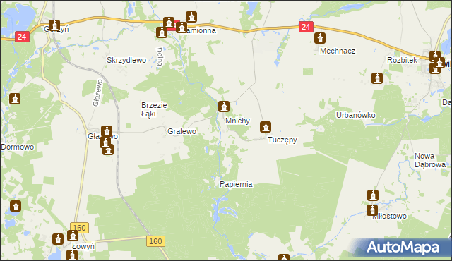 mapa Mniszki gmina Międzychód, Mniszki gmina Międzychód na mapie Targeo