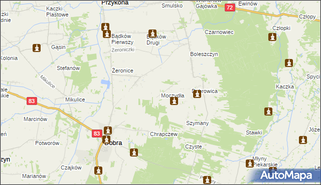 mapa Moczydła gmina Dobra, Moczydła gmina Dobra na mapie Targeo