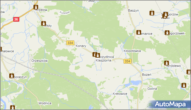 mapa Moczydlnica Klasztorna, Moczydlnica Klasztorna na mapie Targeo