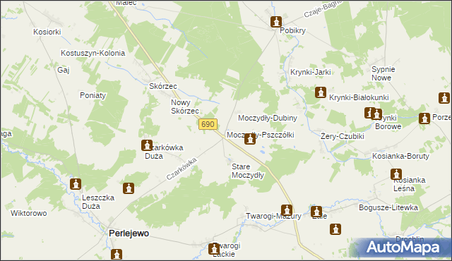mapa Moczydły-Pszczółki, Moczydły-Pszczółki na mapie Targeo