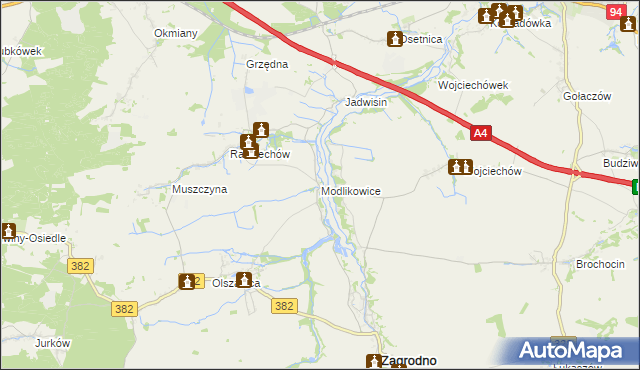 mapa Modlikowice, Modlikowice na mapie Targeo