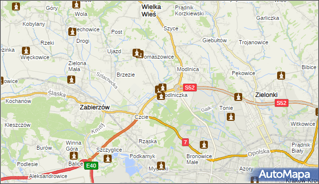 mapa Modlniczka, Modlniczka na mapie Targeo