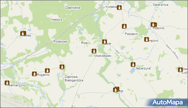 mapa Modrzewiec, Modrzewiec na mapie Targeo