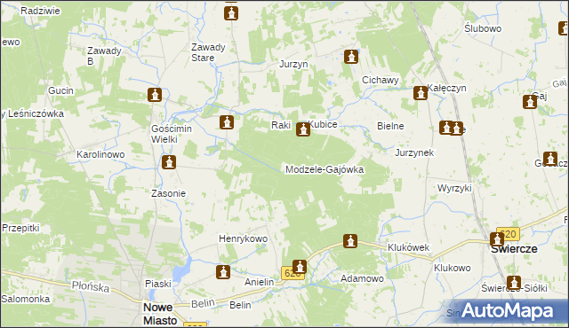 mapa Modzele-Gajówka, Modzele-Gajówka na mapie Targeo