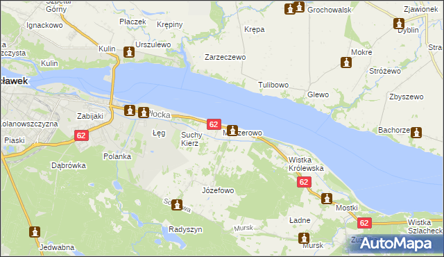 mapa Modzerowo gmina Włocławek, Modzerowo gmina Włocławek na mapie Targeo