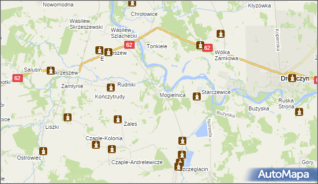 mapa Mogielnica gmina Korczew, Mogielnica gmina Korczew na mapie Targeo