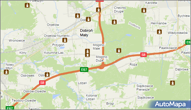 mapa Mogilno Duże, Mogilno Duże na mapie Targeo