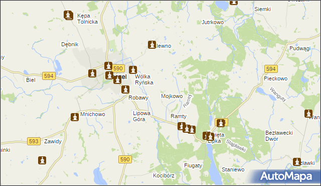 mapa Mojkowo gmina Reszel, Mojkowo gmina Reszel na mapie Targeo