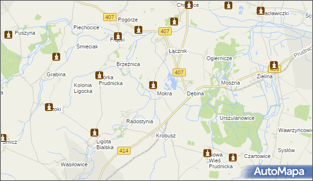 mapa Mokra gmina Biała, Mokra gmina Biała na mapie Targeo