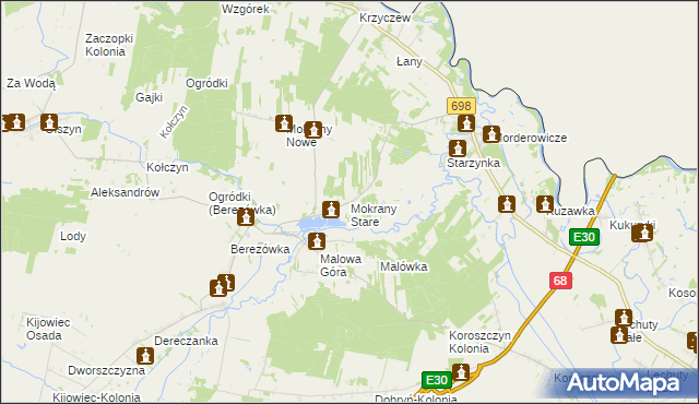 mapa Mokrany Stare, Mokrany Stare na mapie Targeo