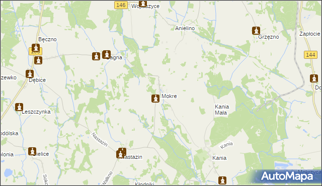 mapa Mokre gmina Maszewo, Mokre gmina Maszewo na mapie Targeo